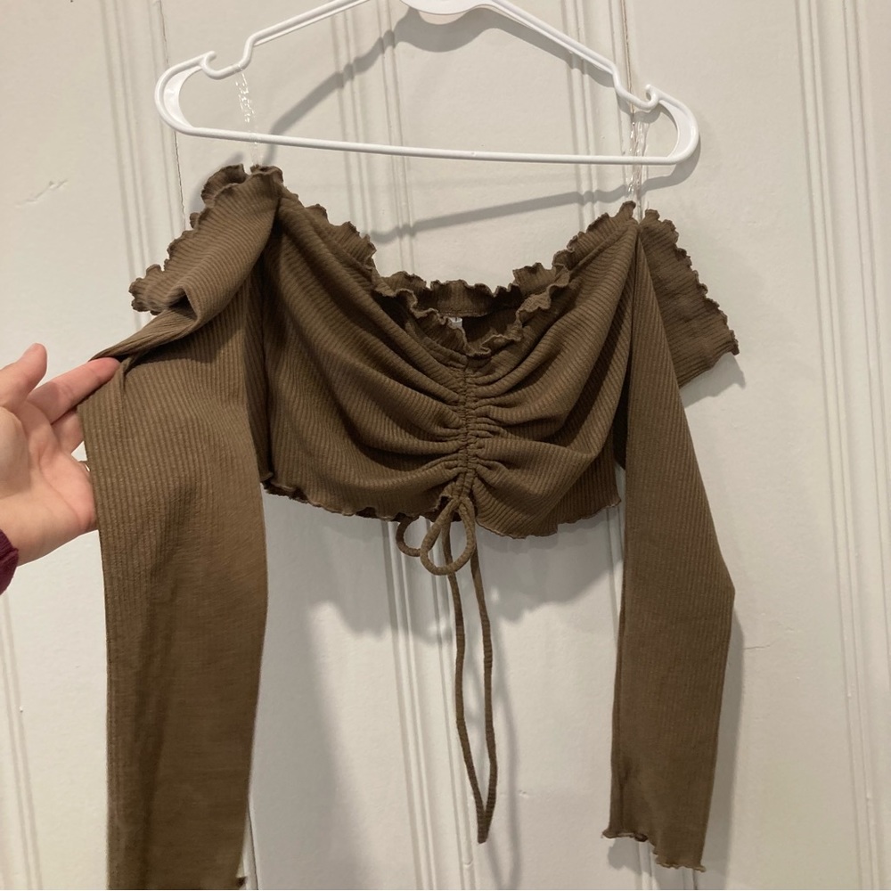 Crop top blouse drawstring